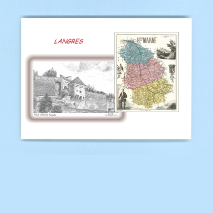 Cartes Postales impression Noir avec dpartement sur la ville de LANGRES Titre : remparts
