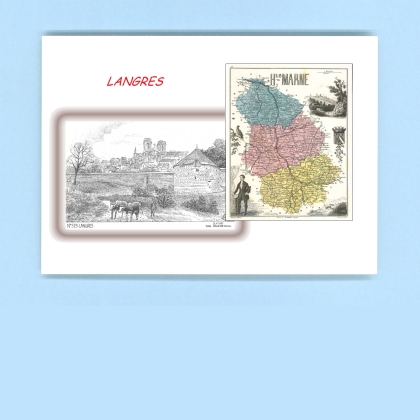 Cartes Postales impression Noir avec dpartement sur la ville de LANGRES Titre : vue