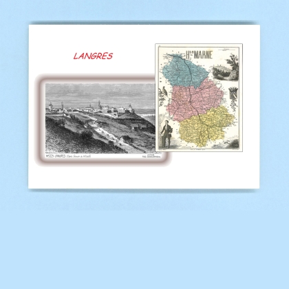 Cartes Postales impression Noir avec dpartement sur la ville de LANGRES Titre : vue