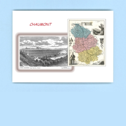 Cartes Postales impression Noir avec dpartement sur la ville de CHAUMONT Titre : vue