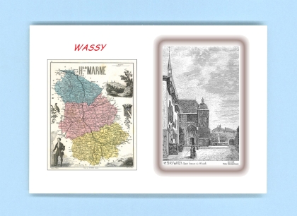 Cartes Postales impression Noir avec dpartement sur la ville de WASSY Titre : vue