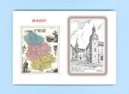 Cartes Postales impression Noir avec dpartement sur la ville de WASSY Titre : le dome