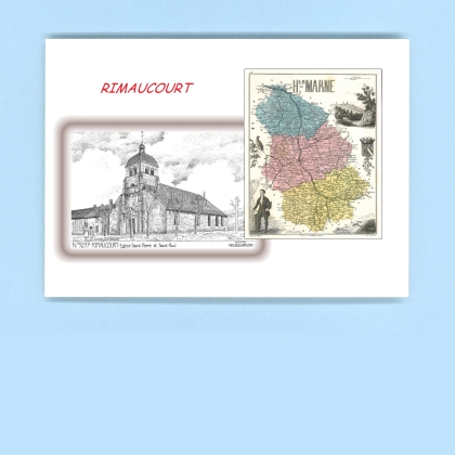 Cartes Postales impression Noir avec dpartement sur la ville de RIMAUCOURT Titre : eglise st pierre et st paul
