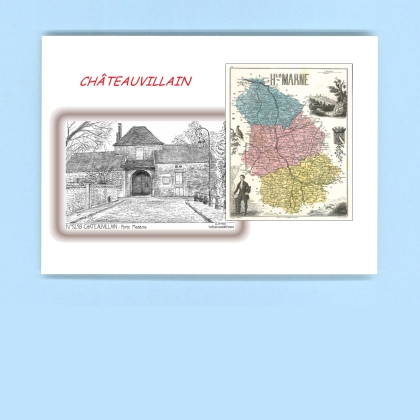 Cartes Postales impression Noir avec dpartement sur la ville de CHATEAUVILLAIN Titre : porte madame