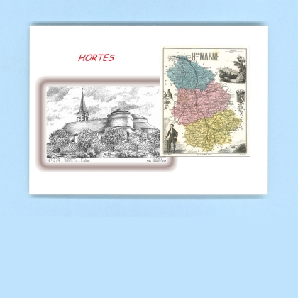Cartes Postales impression Noir avec dpartement sur la ville de HORTES Titre : eglise