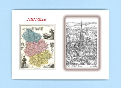 Cartes Postales impression Noir avec dpartement sur la ville de JOINVILLE Titre : eglise