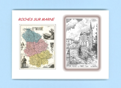 Cartes Postales impression Noir avec dpartement sur la ville de ROCHES SUR MARNE Titre : eglise