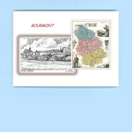 Cartes Postales impression Noir avec dpartement sur la ville de BOURMONT Titre : vue