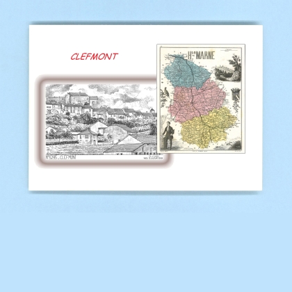 Cartes Postales impression Noir avec dpartement sur la ville de CLEFMONT Titre : vue