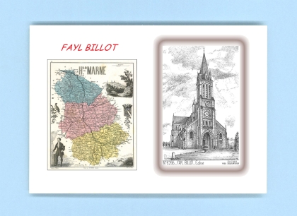 Cartes Postales impression Noir avec dpartement sur la ville de FAYL BILLOT Titre : eglise
