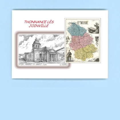 Cartes Postales impression Noir avec dpartement sur la ville de THONNANCE LES JOINVILLE Titre : eglise