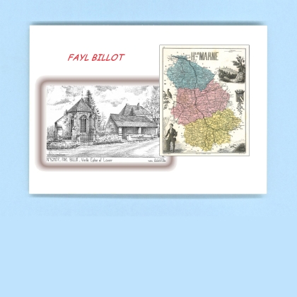 Cartes Postales impression Noir avec dpartement sur la ville de FAYL BILLOT Titre : vieille eglise et lavoir