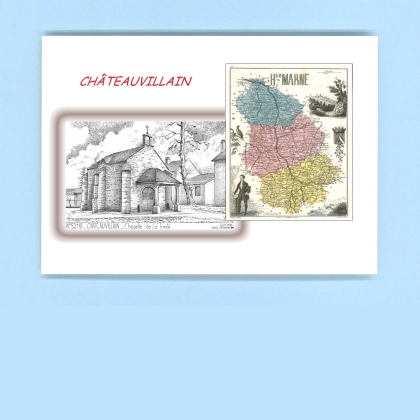 Cartes Postales impression Noir avec dpartement sur la ville de CHATEAUVILLAIN Titre : chapelle de la trinite