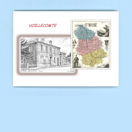 Cartes Postales impression Noir avec dpartement sur la ville de VOILLECOMTE Titre : mairie