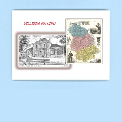 Cartes Postales impression Noir avec dpartement sur la ville de VILLIERS EN LIEU Titre : mairie