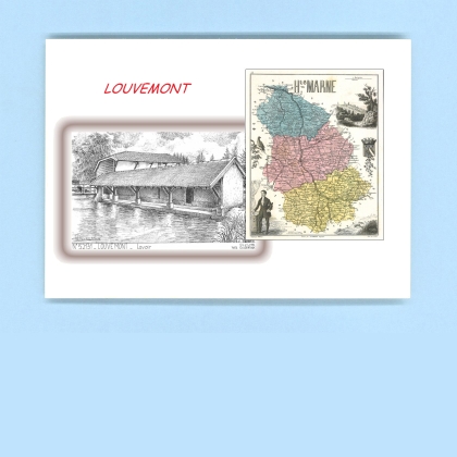 Cartes Postales impression Noir avec dpartement sur la ville de LOUVEMONT Titre : lavoir