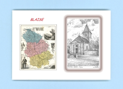 Cartes Postales impression Noir avec dpartement sur la ville de BLAISE Titre : eglise