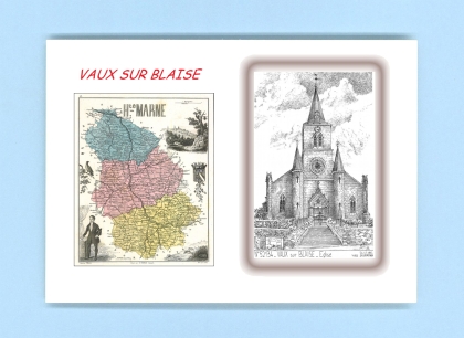 Cartes Postales impression Noir avec dpartement sur la ville de VAUX SUR BLAISE Titre : eglise