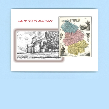 Cartes Postales impression Noir avec dpartement sur la ville de VAUX SOUS AUBIGNY Titre : eglise d aubigny