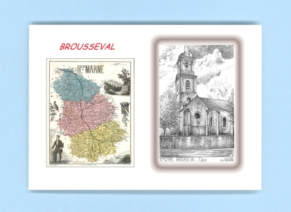 Cartes Postales impression Noir avec dpartement sur la ville de BROUSSEVAL Titre : eglise