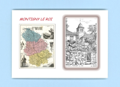 Cartes Postales impression Noir avec dpartement sur la ville de MONTIGNY LE ROI Titre : vue