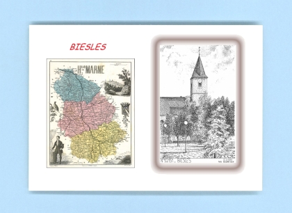 Cartes Postales impression Noir avec dpartement sur la ville de BIESLES Titre : vue