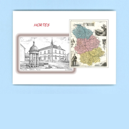 Cartes Postales impression Noir avec dpartement sur la ville de HORTES Titre : mairie