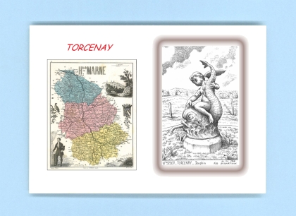 Cartes Postales impression Noir avec dpartement sur la ville de TORCENAY Titre : dauphin