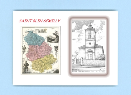 Cartes Postales impression Noir avec dpartement sur la ville de ST BLIN SEMILLY Titre : eglise