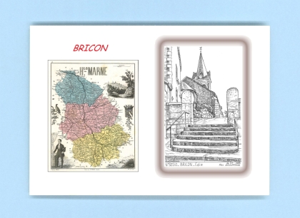 Cartes Postales impression Noir avec dpartement sur la ville de BRICON Titre : eglise
