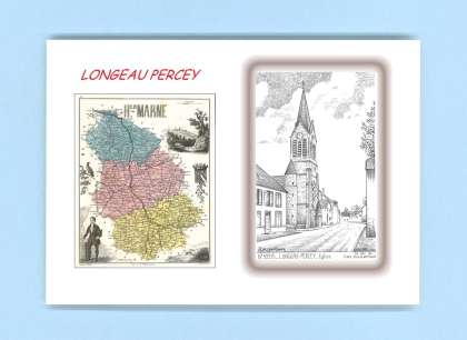 Cartes Postales impression Noir avec dpartement sur la ville de LONGEAU PERCEY Titre : eglise