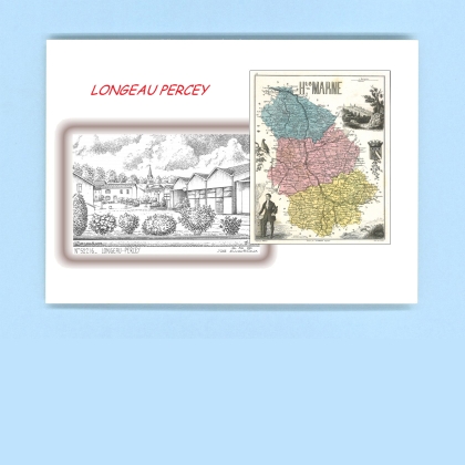 Cartes Postales impression Noir avec dpartement sur la ville de LONGEAU PERCEY Titre : vue