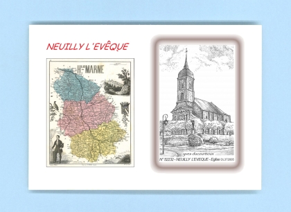 Cartes Postales impression Noir avec dpartement sur la ville de NEUILLY L EVEQUE Titre : eglise