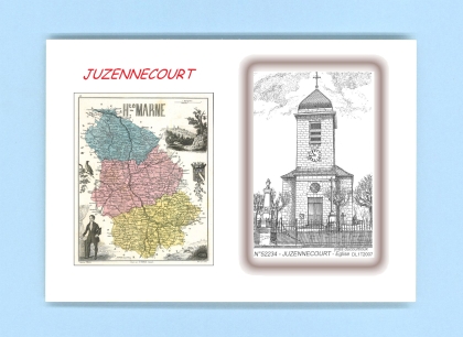 Cartes Postales impression Noir avec dpartement sur la ville de JUZENNECOURT Titre : eglise