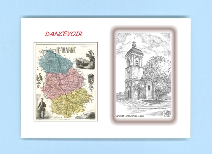 Cartes Postales impression Noir avec dpartement sur la ville de DANCEVOIR Titre : eglise
