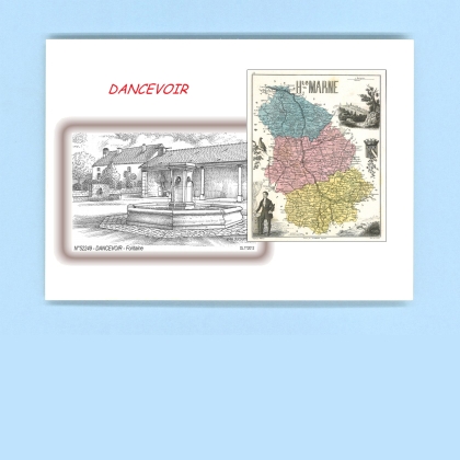 Cartes Postales impression Noir avec dpartement sur la ville de DANCEVOIR Titre : fontaine