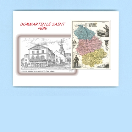 Cartes Postales impression Noir avec dpartement sur la ville de DOMMARTIN LE SAINT PERE Titre : eglise