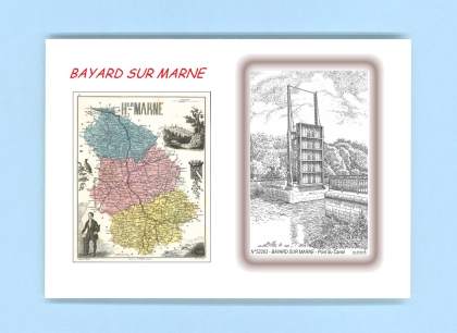 Cartes Postales impression Noir avec dpartement sur la ville de BAYARD SUR MARNE Titre : pont du canal