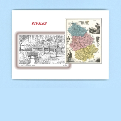 Cartes Postales impression Noir avec dpartement sur la ville de BIESLES Titre : lavoir