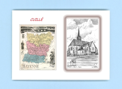 Cartes Postales impression Noir avec dpartement sur la ville de CUILLE Titre : eglise