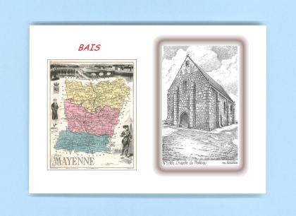 Cartes Postales impression Noir avec dpartement sur la ville de BAIS Titre : chapelle du montaigu