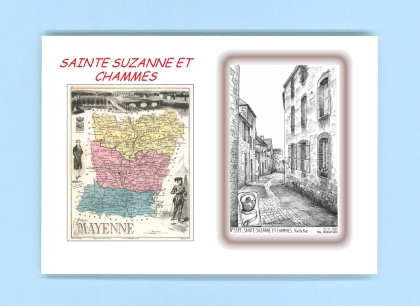 Cartes Postales impression Noir avec dpartement sur la ville de STE SUZANNE Titre : vieille rue