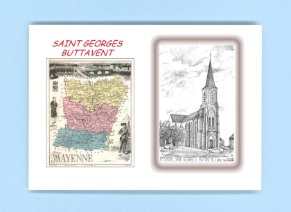 Cartes Postales impression Noir avec dpartement sur la ville de ST GEORGES BUTTAVENT Titre : eglise