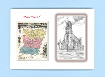 Cartes Postales impression Noir avec dpartement sur la ville de ANDOUILLE Titre : vue
