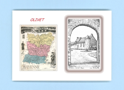 Cartes Postales impression Noir avec dpartement sur la ville de OLIVET Titre : mairie