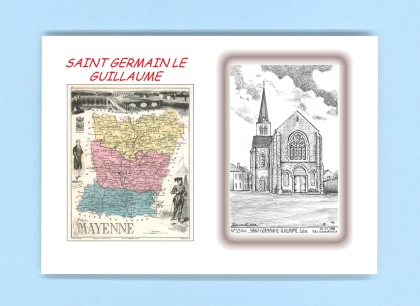 Cartes Postales impression Noir avec dpartement sur la ville de ST GERMAIN LE GUILLAUME Titre : eglise