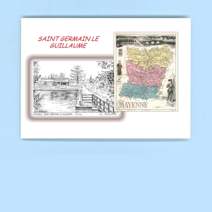 Cartes Postales impression Noir avec dpartement sur la ville de ST GERMAIN LE GUILLAUME Titre : etang