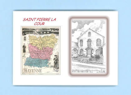 Cartes Postales impression Noir avec dpartement sur la ville de ST PIERRE LA COUR Titre : mairie
