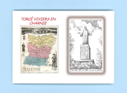 Cartes Postales impression Noir avec dpartement sur la ville de TORCE VIVIERS EN CHARNIE Titre : sacre coeur