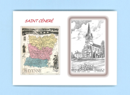Cartes Postales impression Noir avec dpartement sur la ville de ST CENERE Titre : eglise